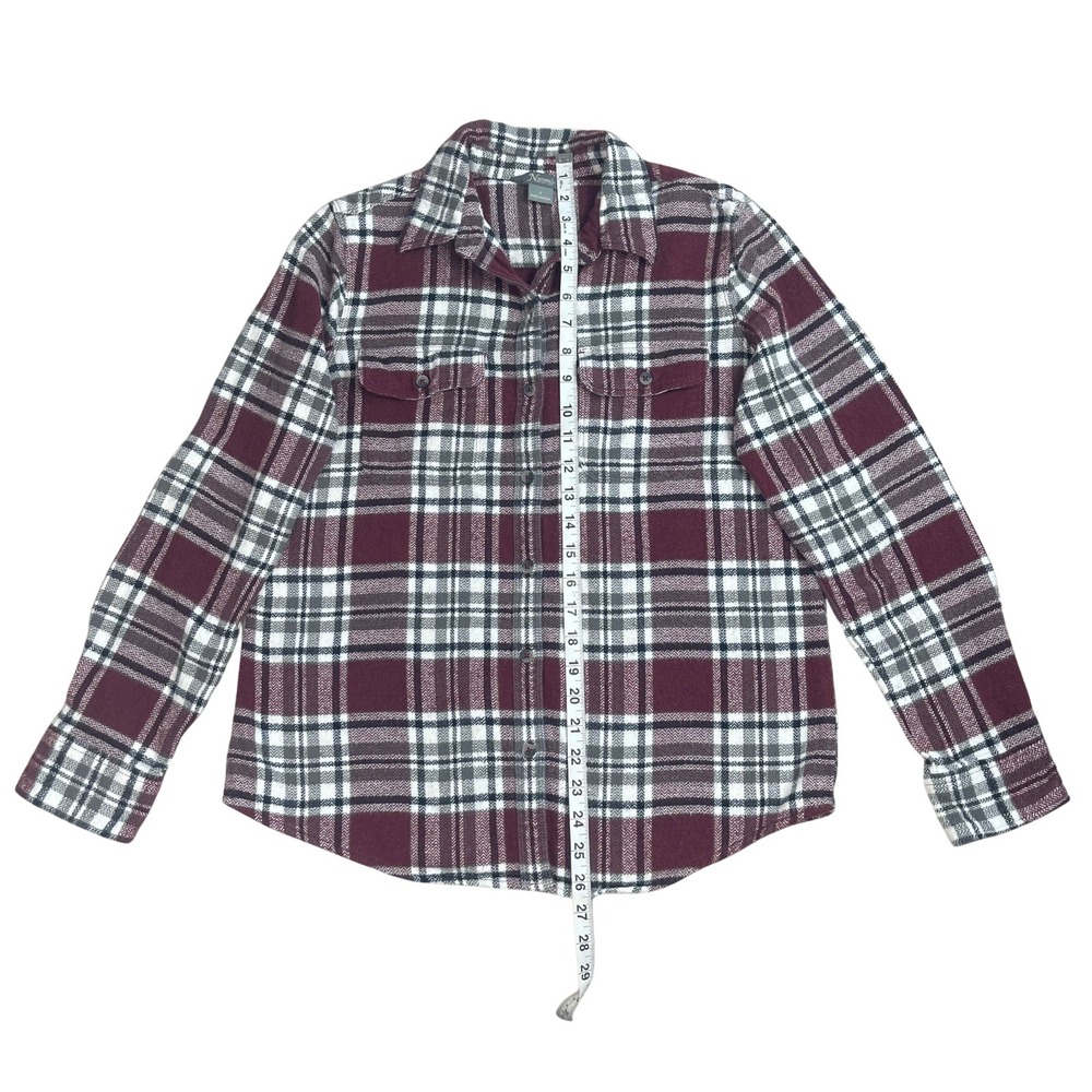 Natural Reflections‎ Women's Plaid Flannel Shirt Burgundy 100% Cotton Cabincore - Picture 9 of 13